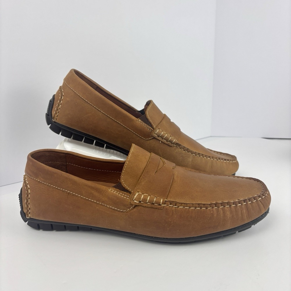 Johnston & Murphy Sheepskin Penny Loafers Tan Leather Driving Shoes 11M 25-3662